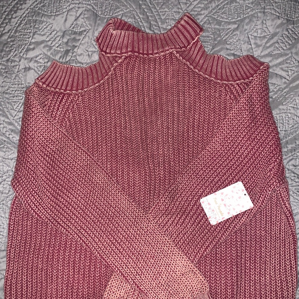 Free People Turtleneck Cold Shoulder Sweater